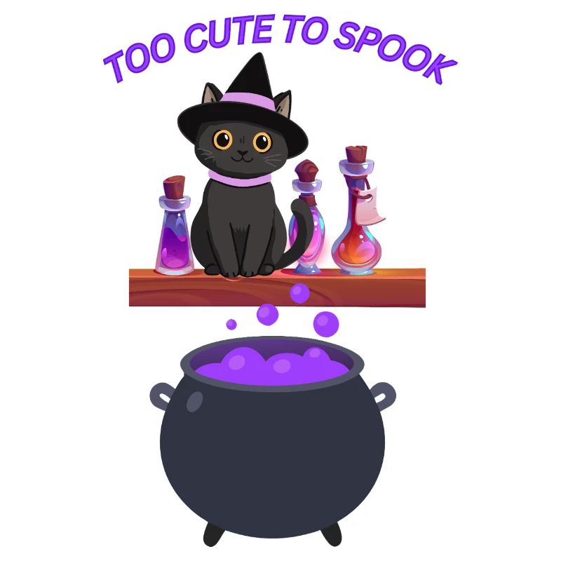 Chat sorcière mignon avec potion magique