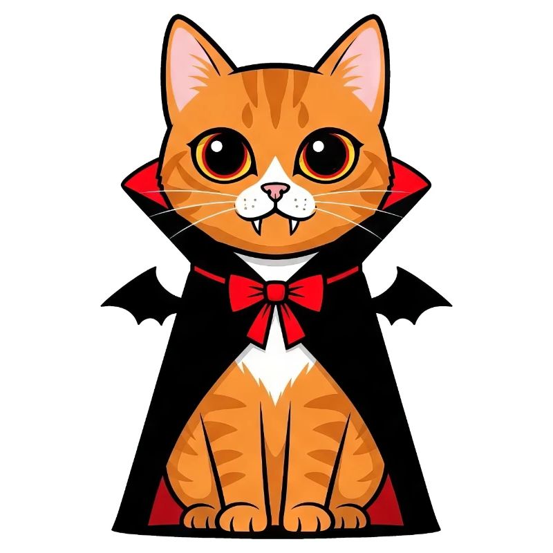 Cute Halloween Cat Vampire Chibi Cartoon Design