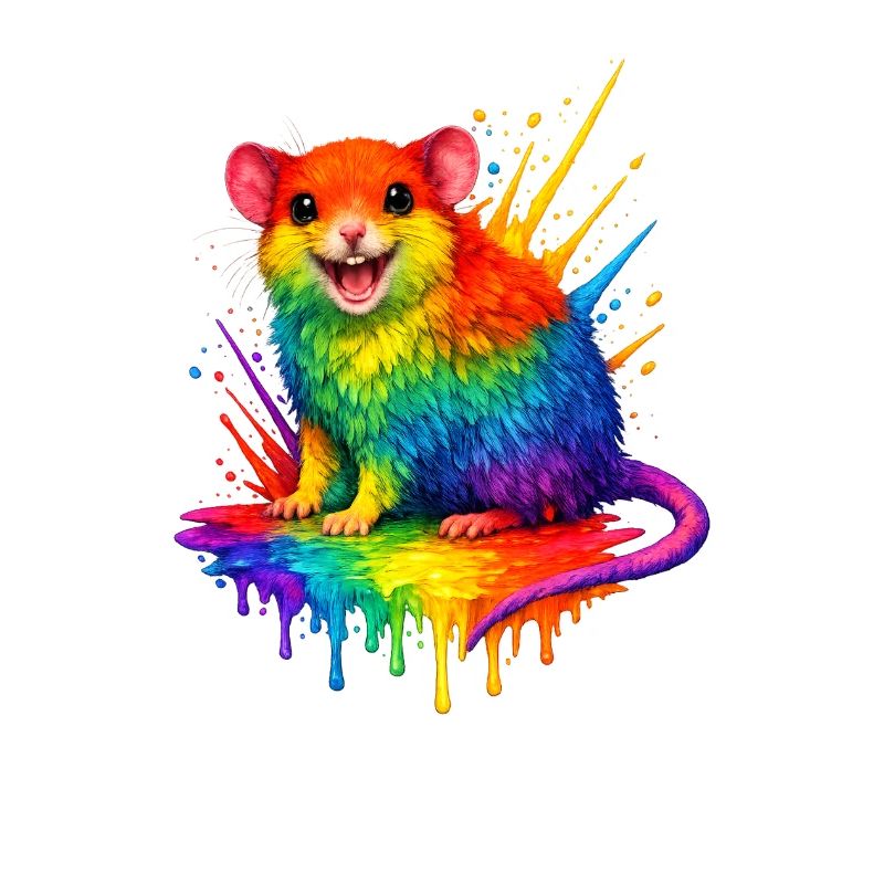 Rainbow mouse in paint splash
