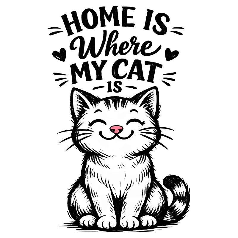 Chez moi, c’est là où est mon chat – motif de chat mignon