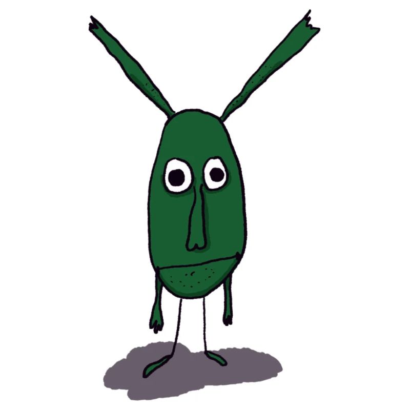 Illustration de monstre vert sur impression