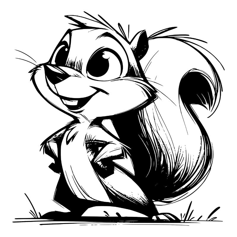 Dessin au crayon d’écureuil mignon