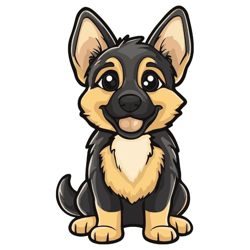 German Shepherd Hund Comic Niedlich
