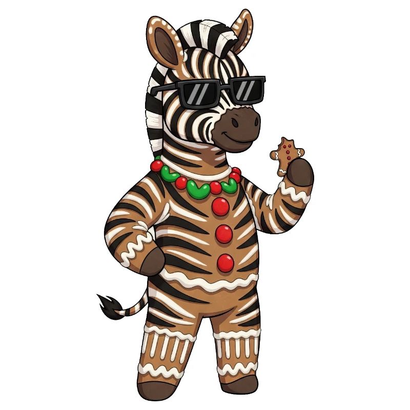 Cool Gingerbread Man Zebra Cloven-hoofed Christmas