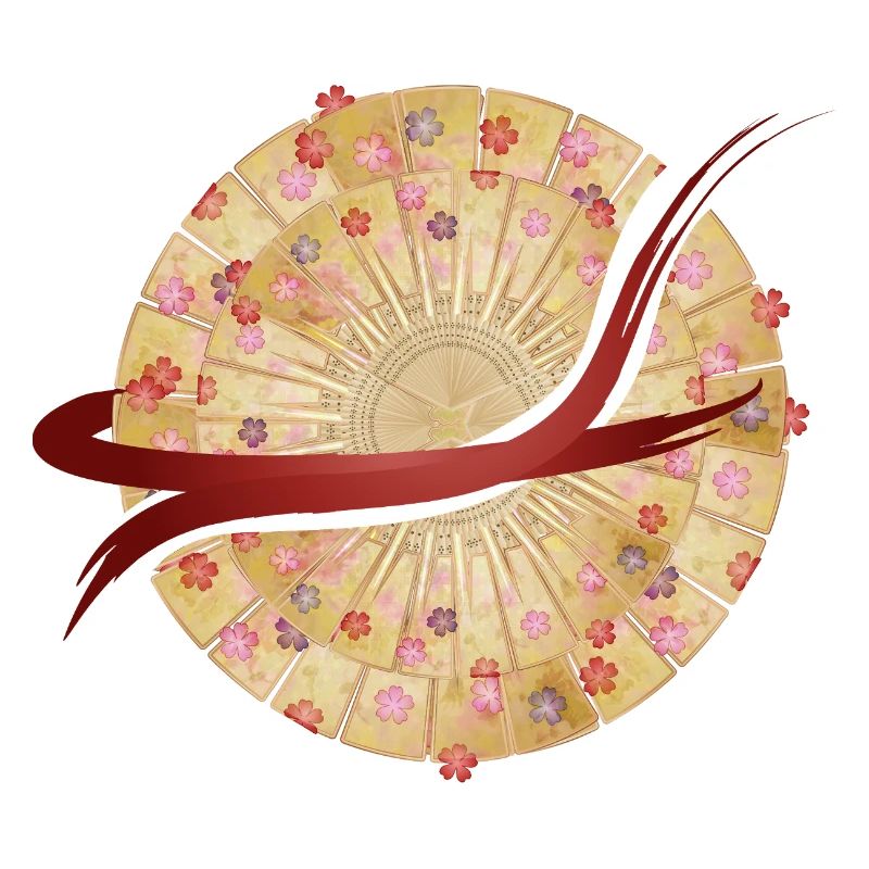 Japanisches Fächer-Mandala mit Pinselstrich