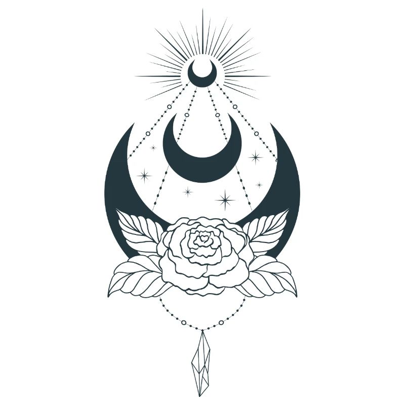 Mystische Mond-Ästhetik mit Blume