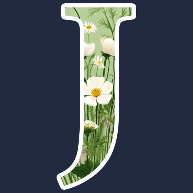 Buchstabe J, Monogramm, Blumenmuster