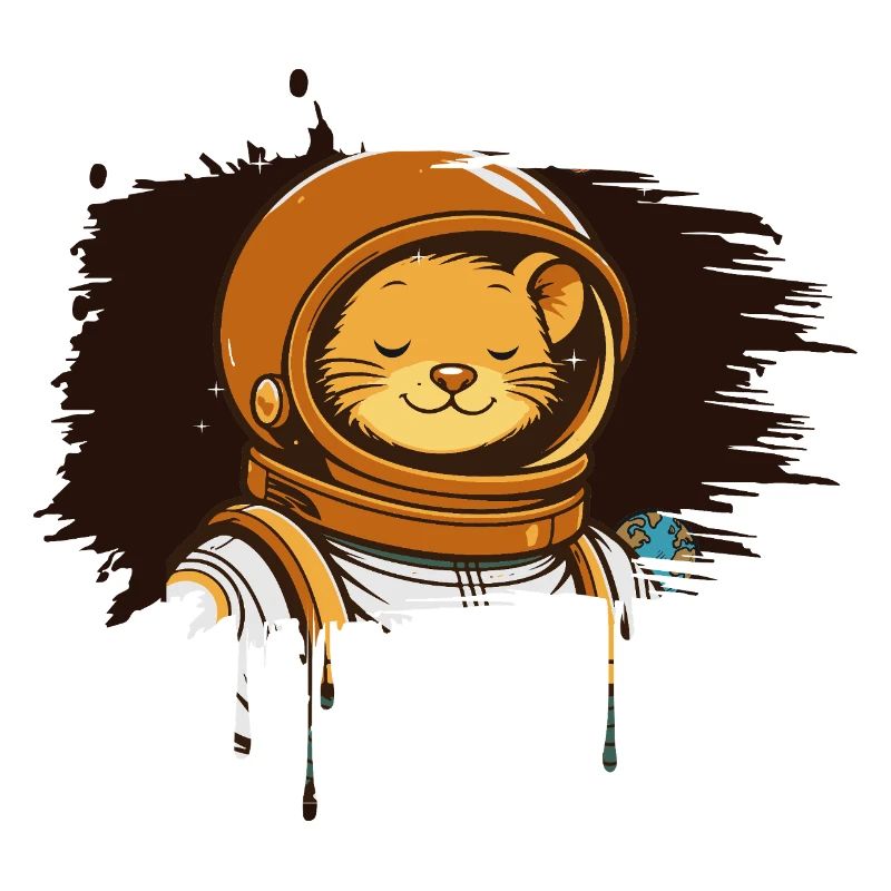 Souris astronaute détendue dans un style de bande dessinée moderne