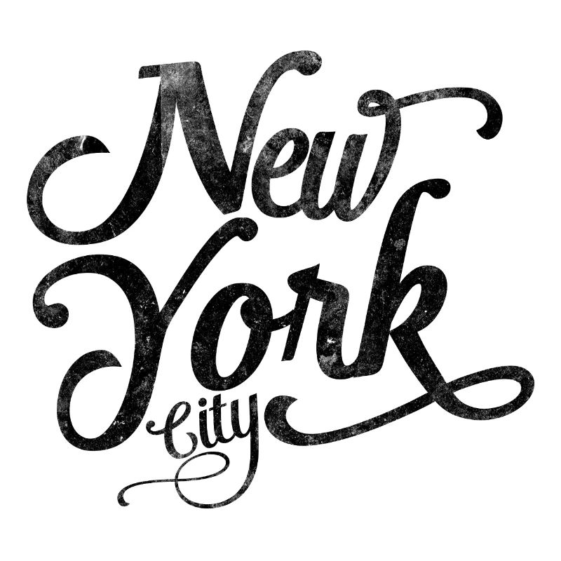 New York City - Black Vintage Script