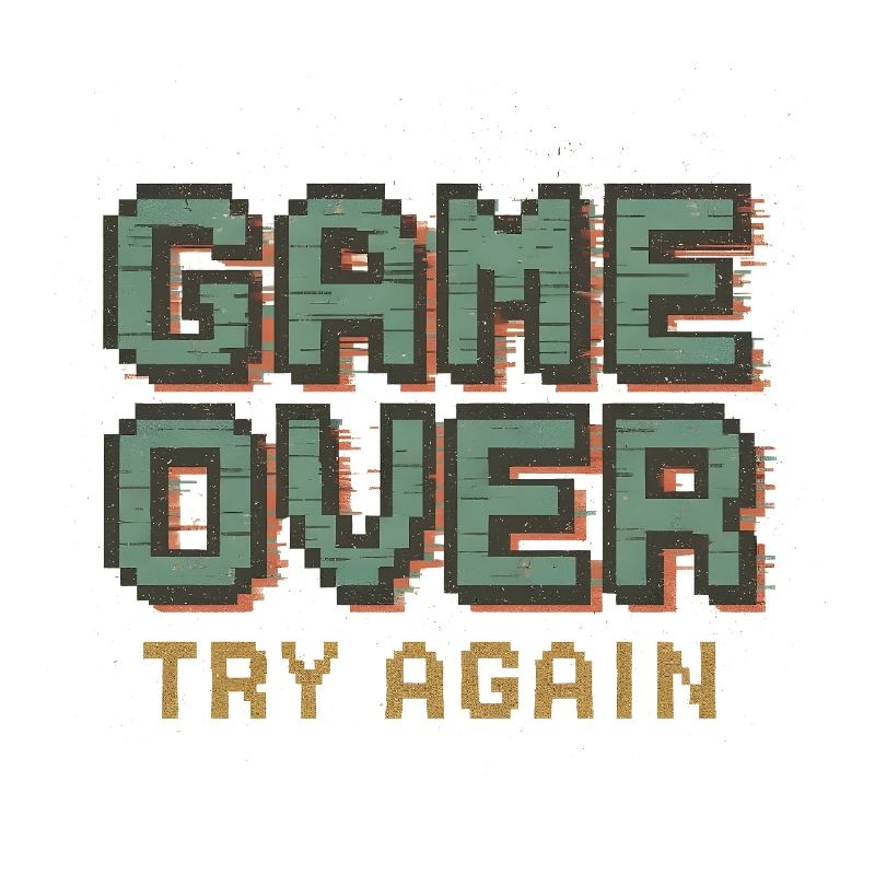 Game Over Try Again Pixel Art Retro Gamer Zocker