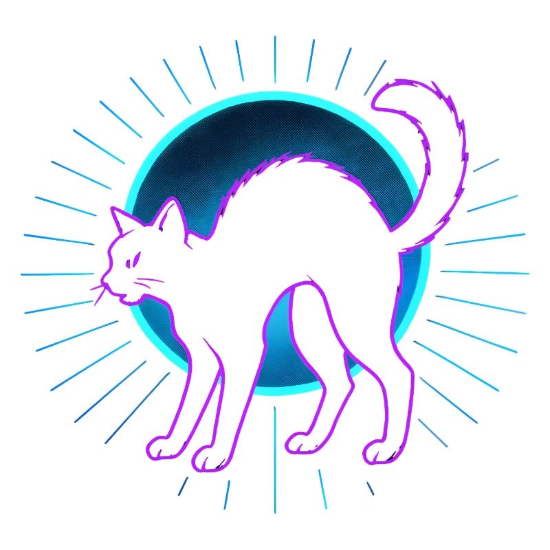 Neon Cat on Lunar Circle