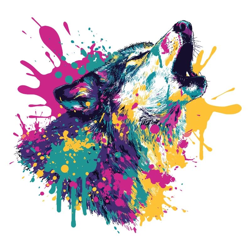 Loup dans le style explosion de couleurs