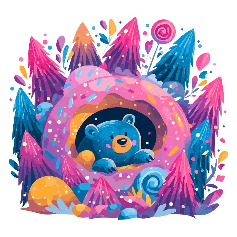 Bear in Donut Dream Neon Forest