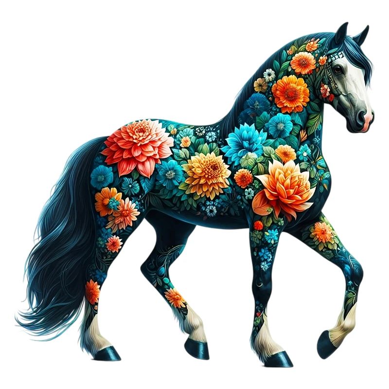 Cheval décoré de fleurs