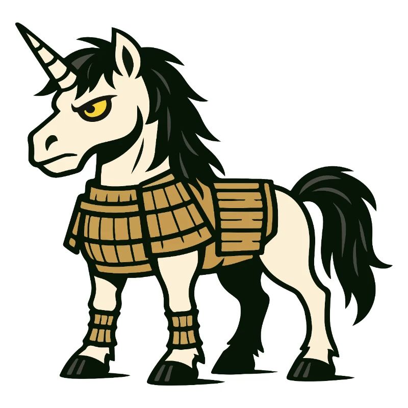 Combattant licorne samouraï en armure de combat classique