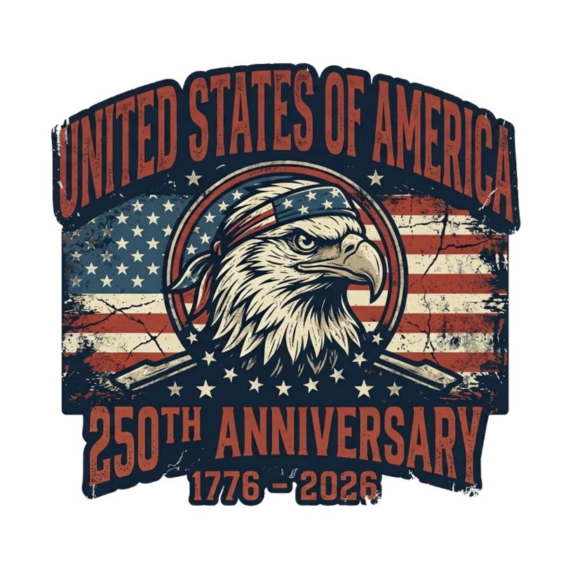 Aigle devant le drapeau américain – États-Unis 250 ans