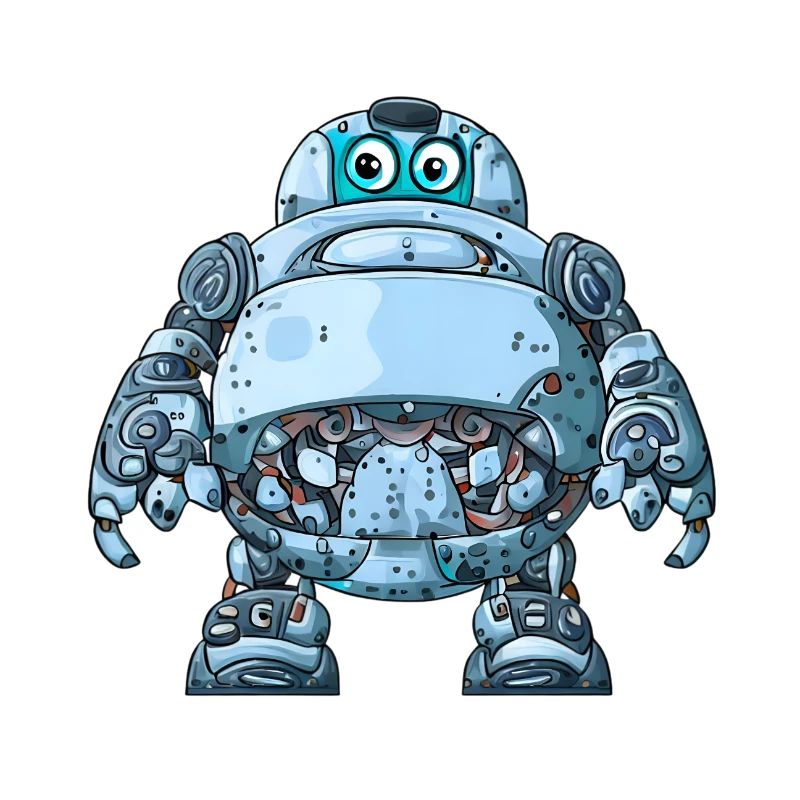 Blauer Cartoon-Roboter mit Helm