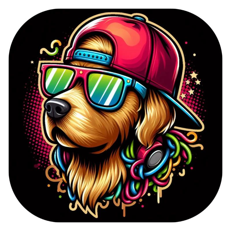Chien graphique cool avec cappy et lunettes de soleil