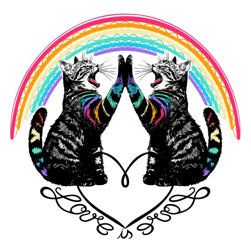Katzen Regenbogen Love is Love Reflection