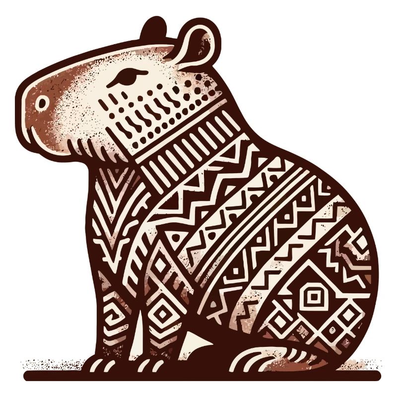 Capybara assis dans le style sud-américain