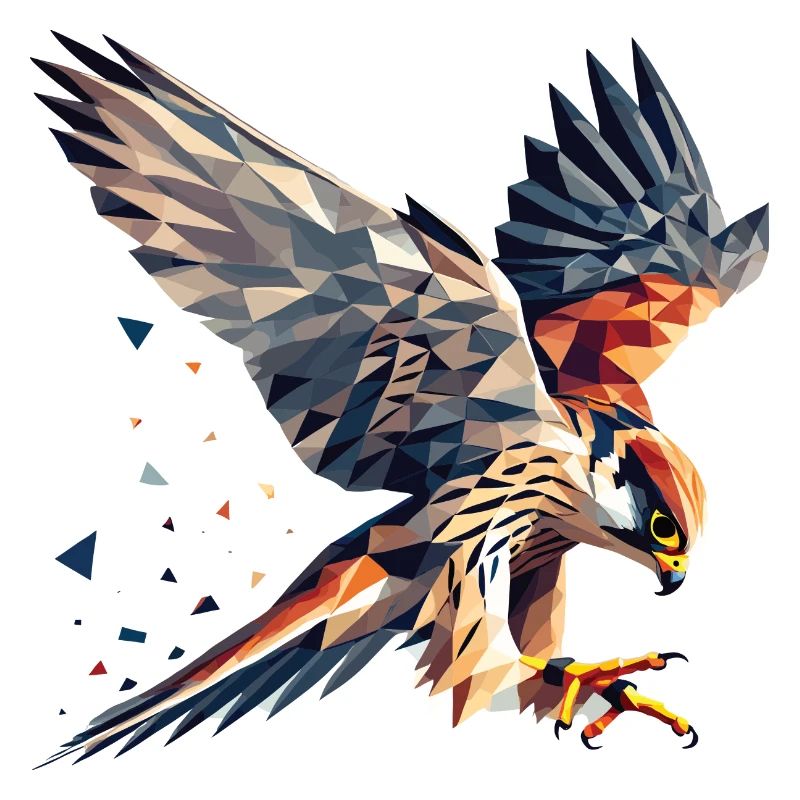 Faucon oiseau de proie style polygone