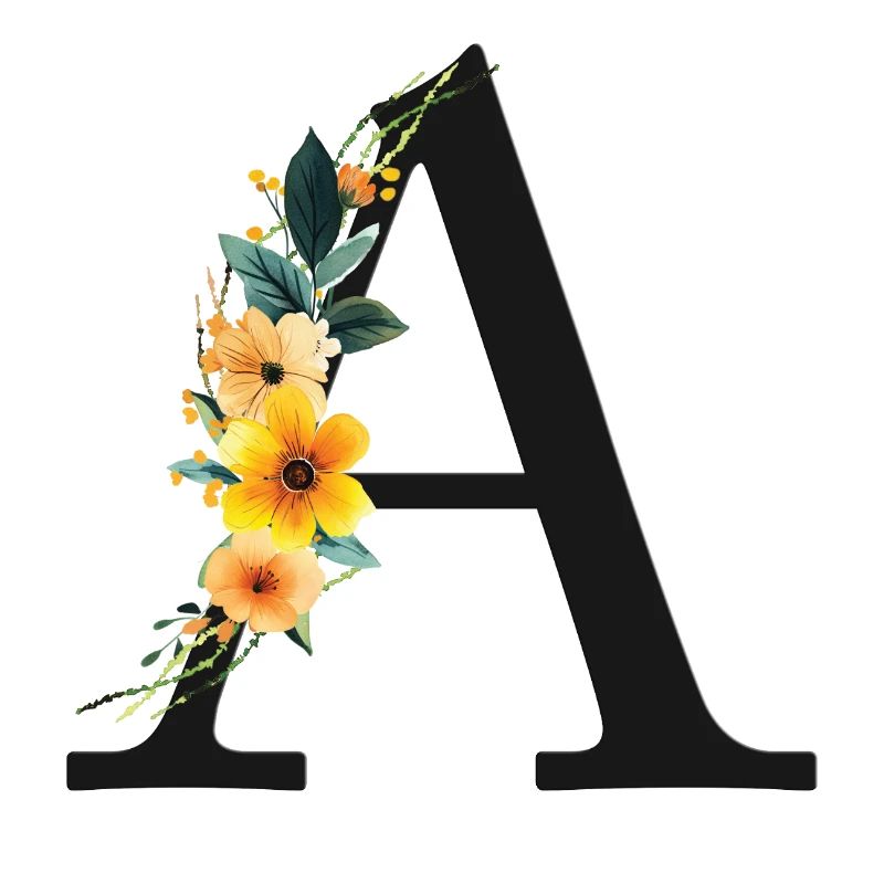 A Monogramm, Floral, personalisierbar