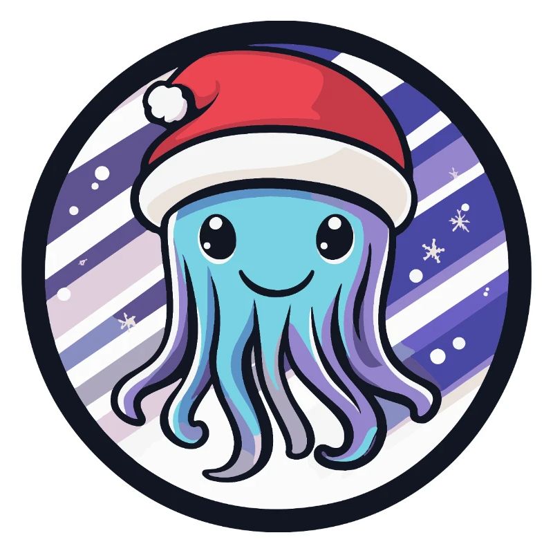 Octopus with Santa hat