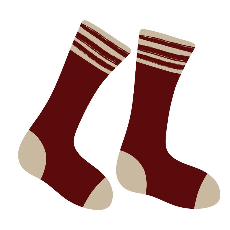 Chaussettes à orteils rayés bordeaux