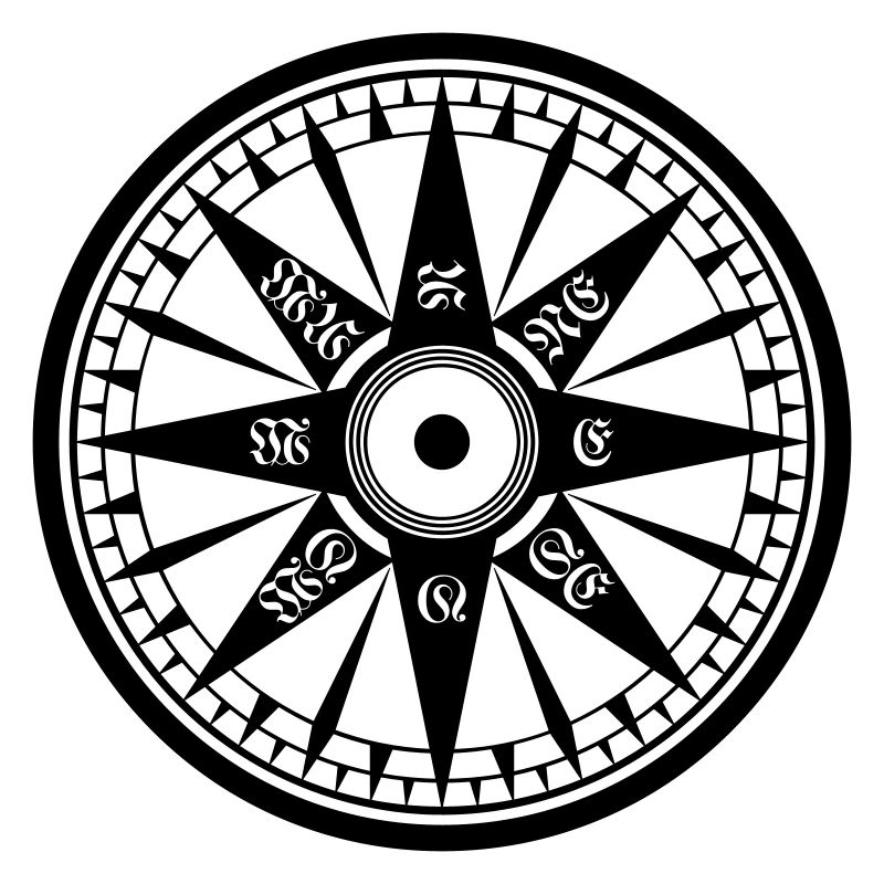 Kompass / Compass – Windrose, Schiffskompass