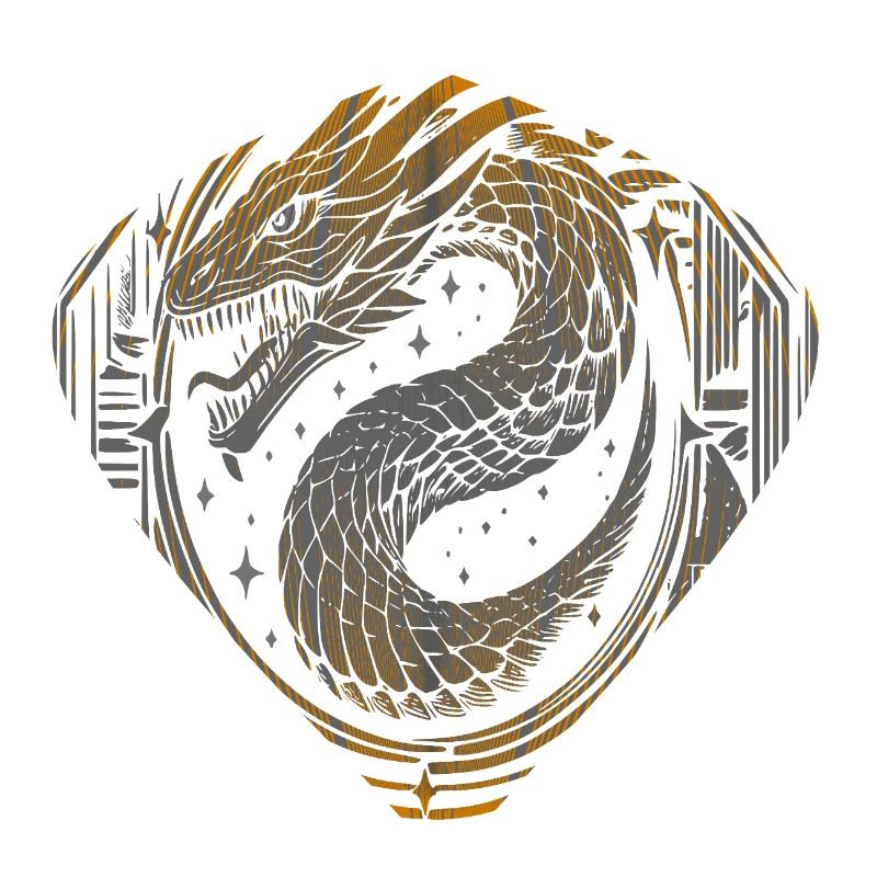 Serpent Dragon Céleste - Or & Argent Cosmique