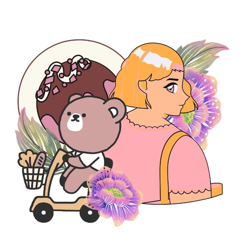 Kawaii Bear on Mobility Scooter & Sweets