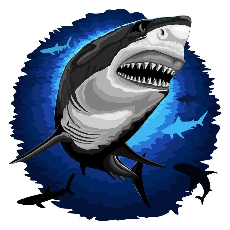 Shark Attack jaws on Deep Blue Ocean
