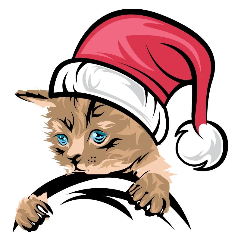 Icône de chat de Noël Icône de chat Bandes dessinées de Noël