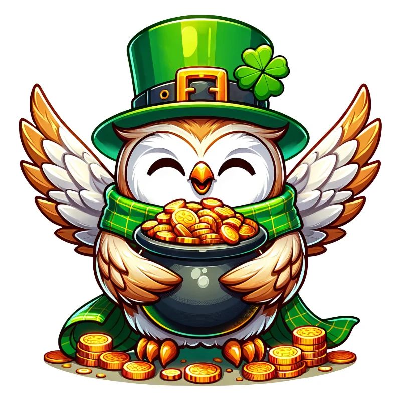 St. Patricks Day Eule mit Gold