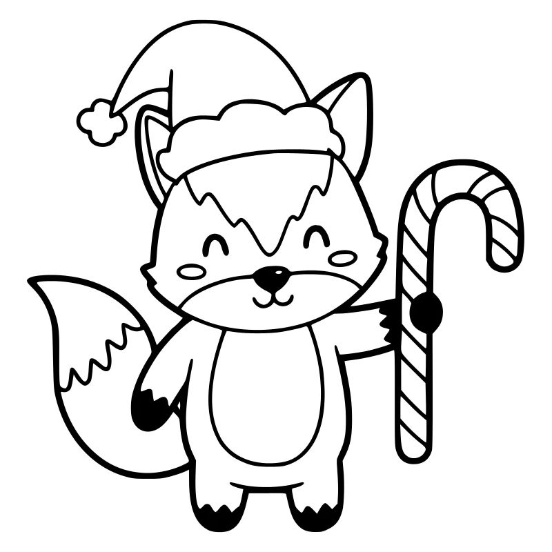 Weihnachtsfuchs mit Candy Cane Illustration