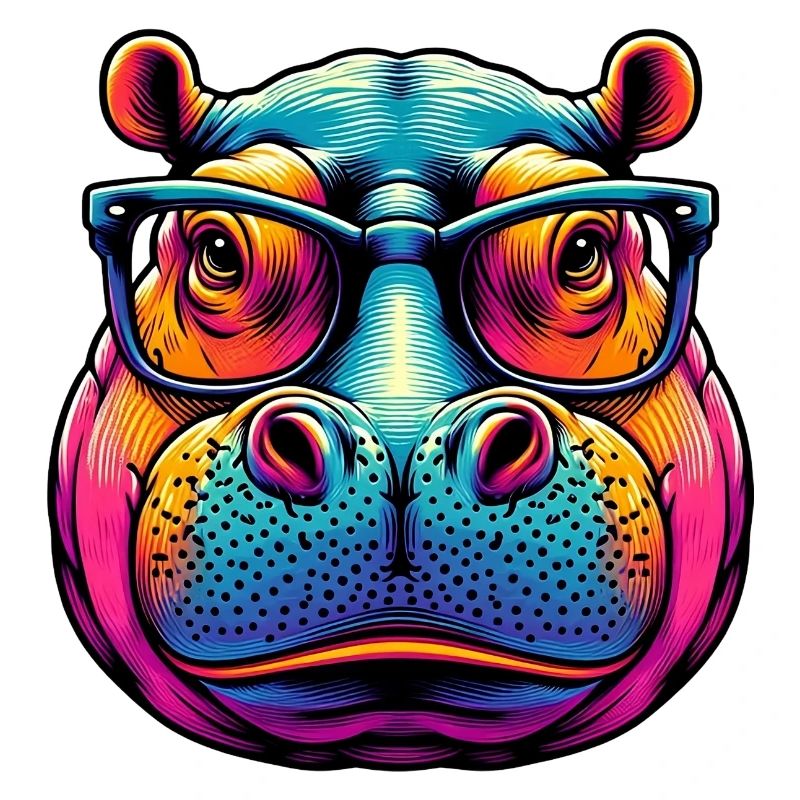 Nilpferd mit Brille
