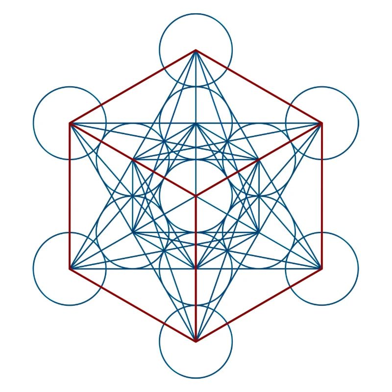 Le cube de Metatron - rouge bleu