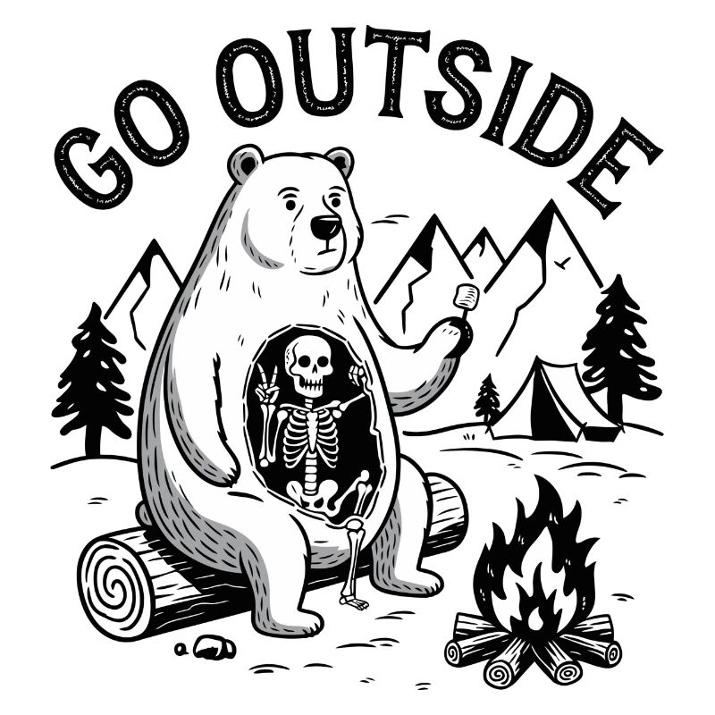 Bear Skeleton Campfire Graphic