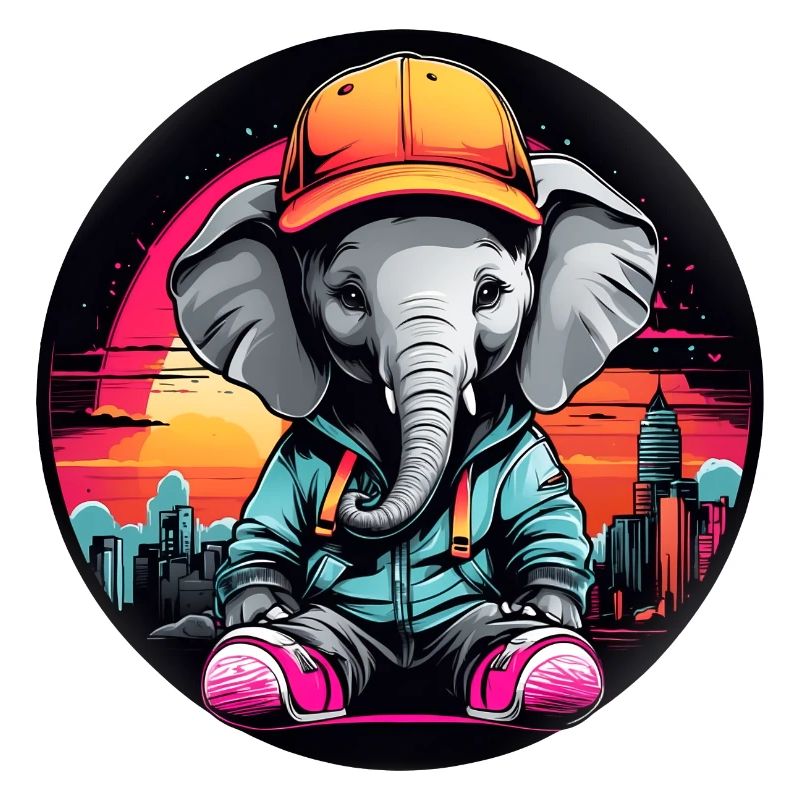 Mignon petit éléphant au look décontracté avec casquette