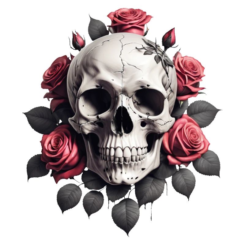 skull with roses