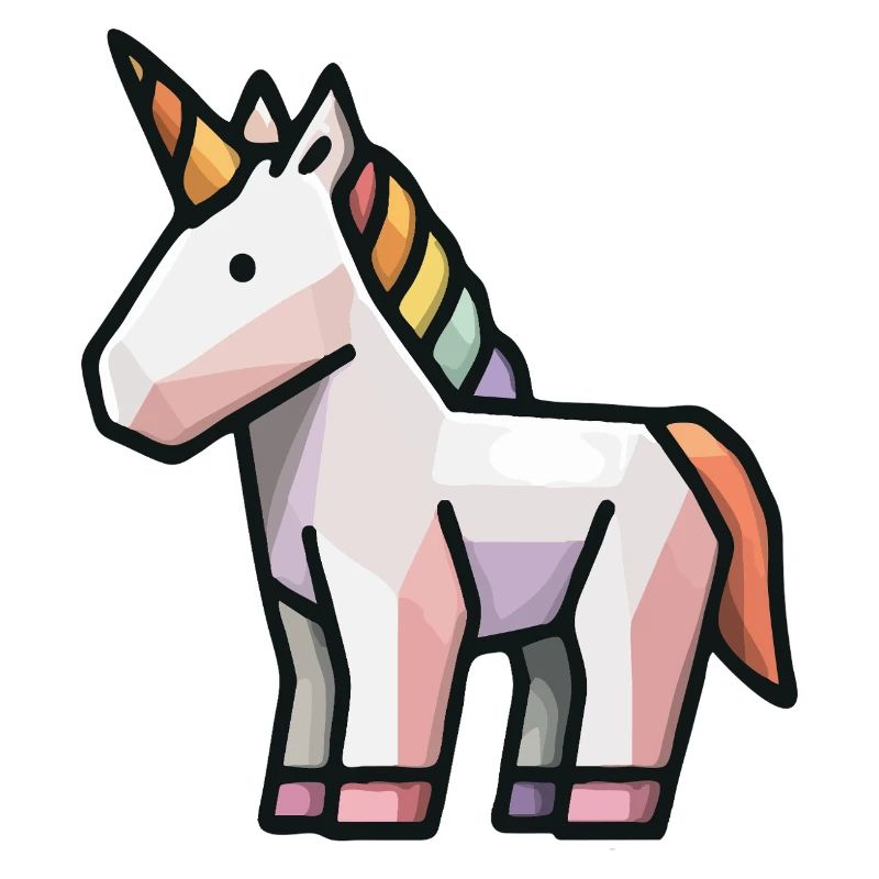 Geometrisches Einhorn – Low Poly Fantasy Tierkunst