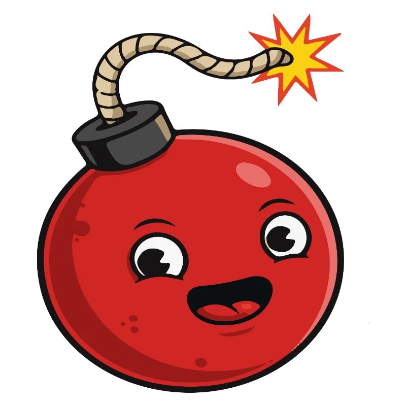 Bombe de dessin animé avec une expression joyeuse