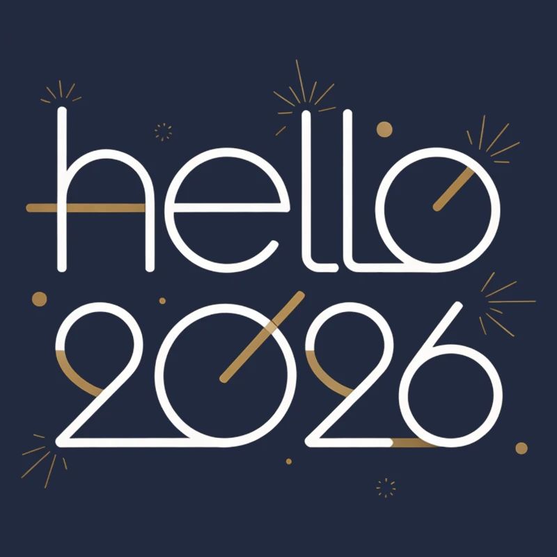 Hello 2026 Neon Outline