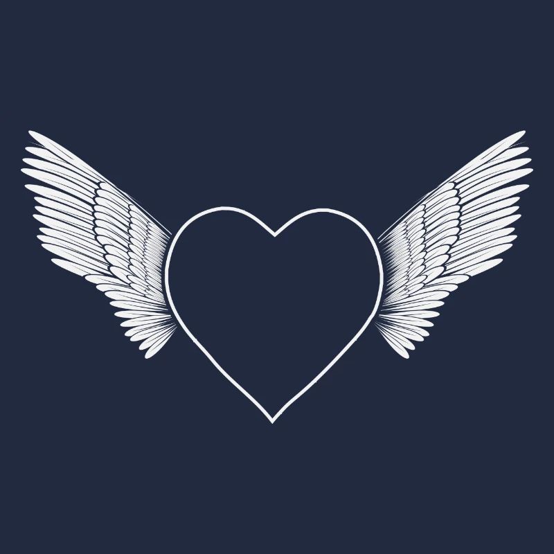 Heart with wings- white-