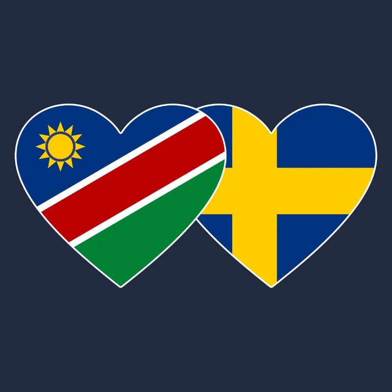 Namibia Schweden Flagge Herz