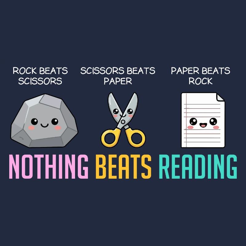 Nichts geht über das Lesen von Buch, Stein, Papier, Schere, Papier,