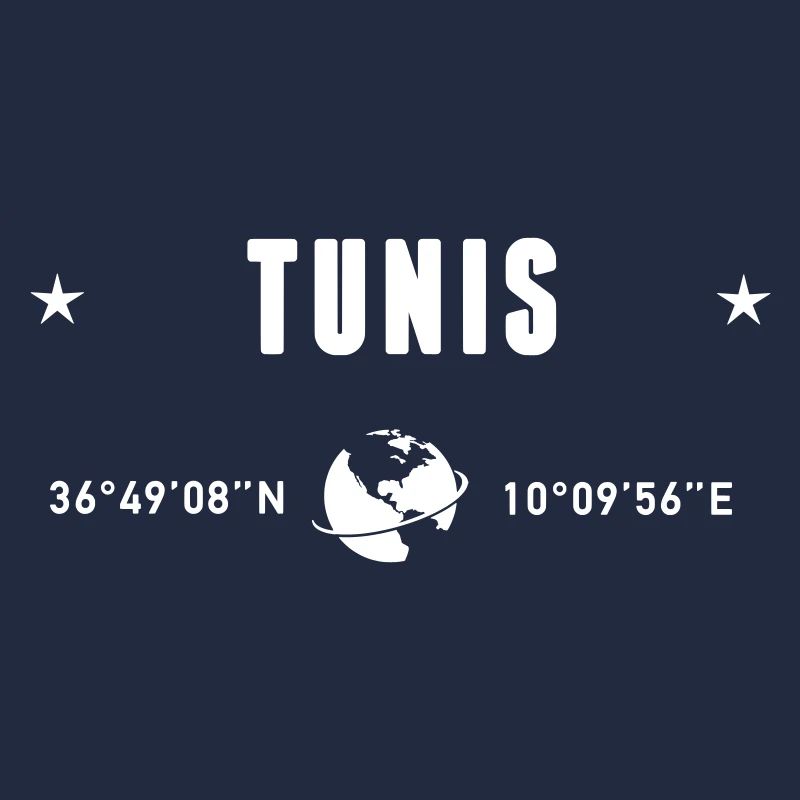 Tunis Tunisie Coordonnées GPS Globe Blanc