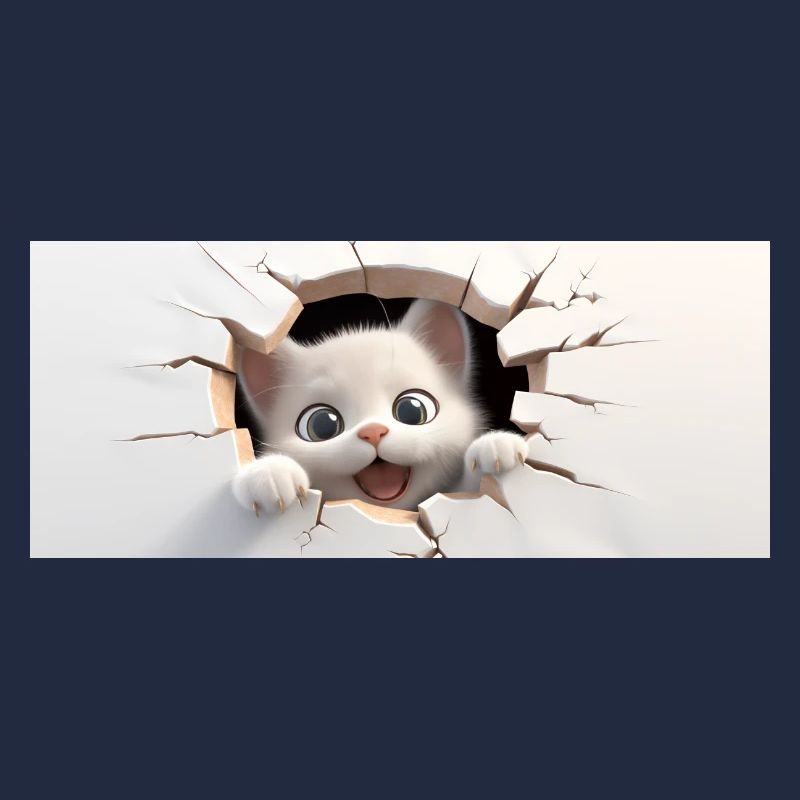 Petit chat 3D dans un trou
