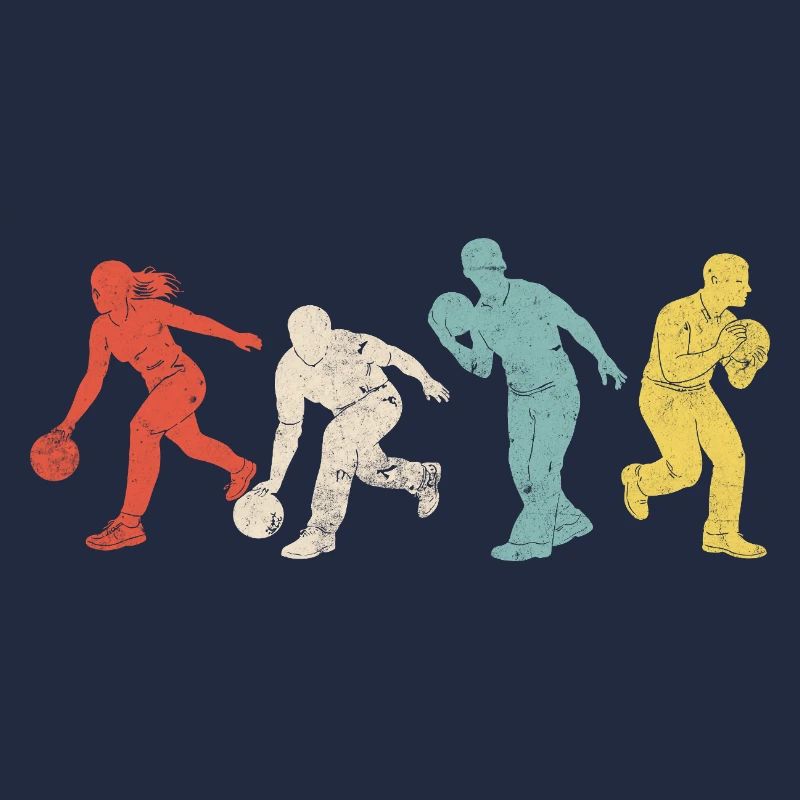 Dynamic bowling silhouettes in colors
