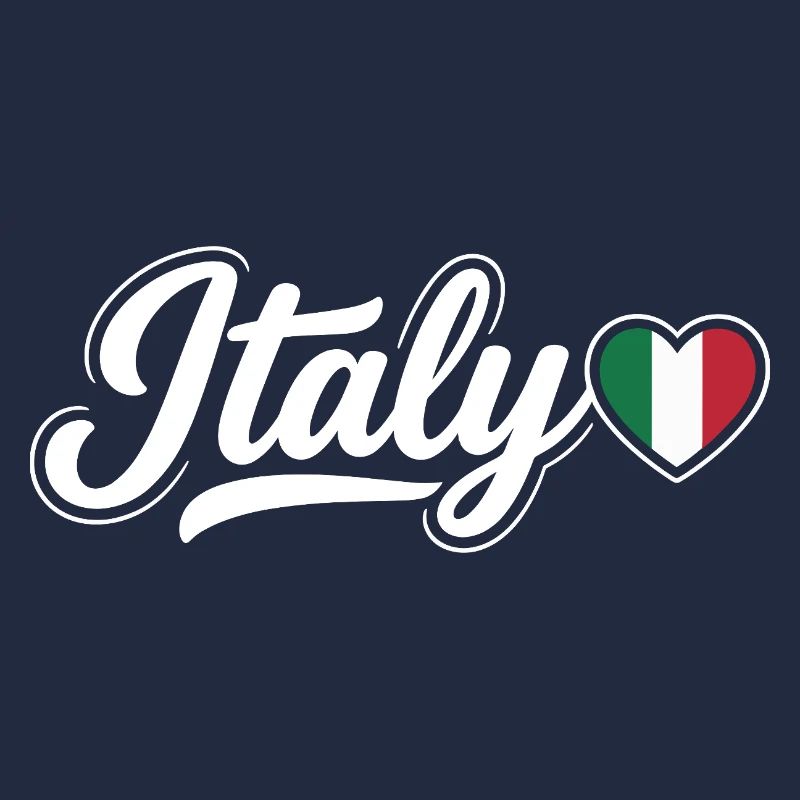 Italy Script with Flag Heart Fan Patriotic
